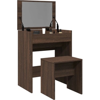 vidaXL Тоалетка и табуретка, кафяв дъб, 60x40x113, 5 см (848219)