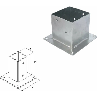 Domax šroubovací patka sloupku se čtvercovou základnou PSP 160 - 161 x 200 x 220 x 2.5 mm