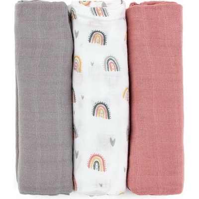 PETITE&MARS Sada bambusová mušelínová Moussy Rose Rainbows 68 x 68 cm 415362 3 ks