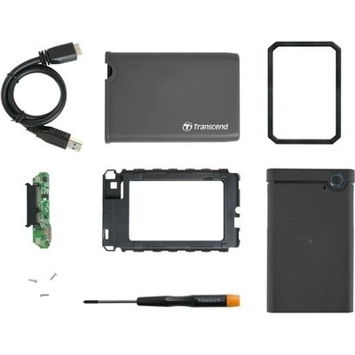 Transcend StoreJet 25CK3 externí rámeček pro 2.5" HDD/SSD, SATA III, USB 3.0, gumové pouzdro, šedý, TS0GSJ25CK3 – Zboží Mobilmania