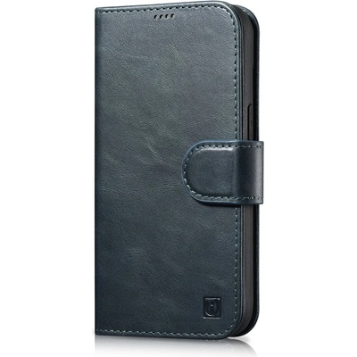 ICARER Флип Кейс 2в1 от естествена кожа тип ""портфейл"" iCarer Oil Wax за iPhone 14 Plus, Анти-RFID, Син (WMI14220723-BU) (WMI14220723-BU)