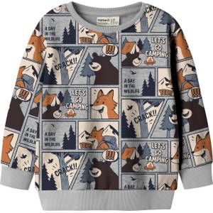 Name it Детска блуза с дълъг ръкав Name it Kid's Oswaldy L/S Sweatshirt Jumper - Grey Melange - размер 116 (EU) (704-6368-0115)