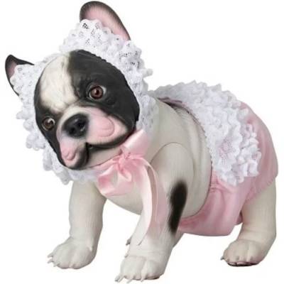 Детска играчка Asi Dolls - Кученце Лили, френски булдог, с дантелени гащи и шапка, 32 cm (606280)