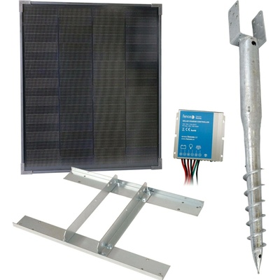 Basic sada solární ohradník - Držák zemní vrut, regulátor 10 A, konzole a panel 40 W