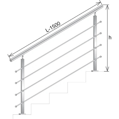 UMAKOV Zábradlie schody, VS AISI304, 40x40x2/4xd12/H900/L AJP/ZVS90-1500