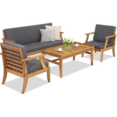 Garden Point Danang Coffee 5 градински мебели от акациева дървесина с пуфове Garden Point (GAP414-COF5PU)