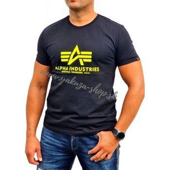 Alpha Industries Basic T-shirt neon Print black Neon yellow tričko pánske čierne