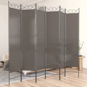 vidaXL Параван за стая, 6 панела, антрацит, 240x200 cм, текстил (350160)