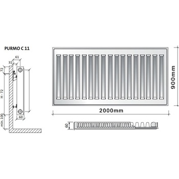 Purmo C11 900 x 2000