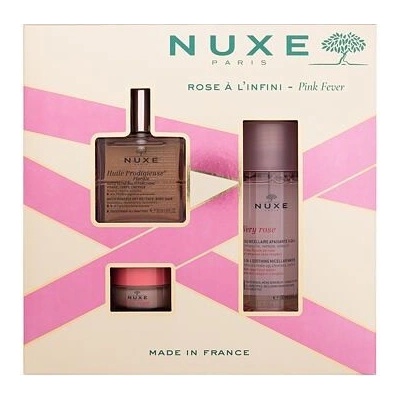 NUXE Pink Fever : suchý olej Huile Prodigieuse Florale 50 ml + micelární voda Very Rose 3-In-1 Soothing Micellar Water 100 ml + balzám na rty Very Rose 15 g