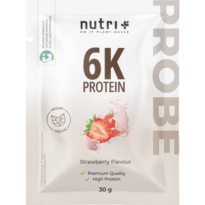 nutri + Пробен размер на веган протеин на прах 6K - Strawberry