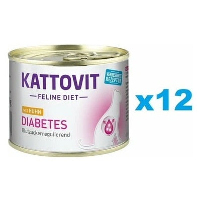 Kattovit Feline Diet Diabetes s kuracím 12 x 185 g
