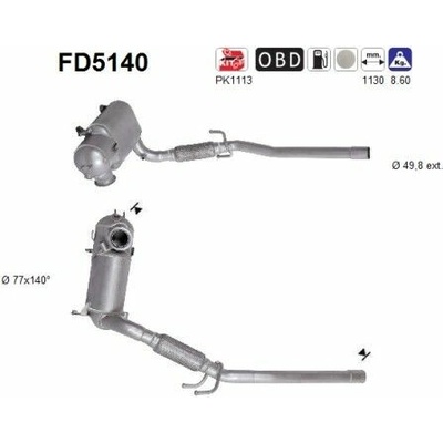Filter sadzí/pevných častíc výfukového systému AS FD5140 FD5140