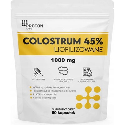 Proton Labs Lyofilizované kolostrum 45% IG 1000 mg imunita 60 kapsúl