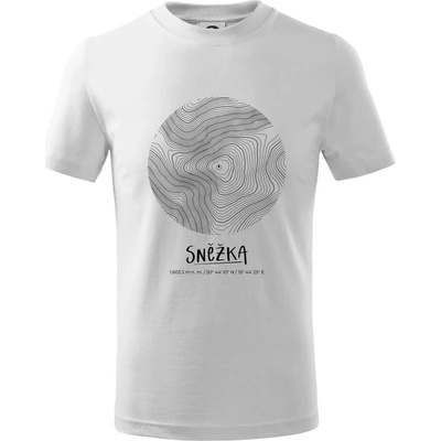 Sněžka vrstevnice v kruhu tričko Biela