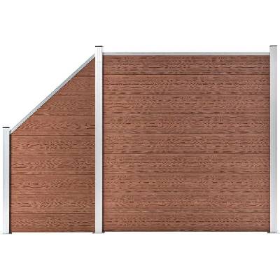 vidaXL Plotová sada z WPC 1 čtvercový + 1 šikmý díl 273 x 186 cm hnědá
