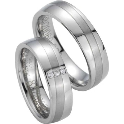 Snubní prsteny z oceli s diamanty ST20050