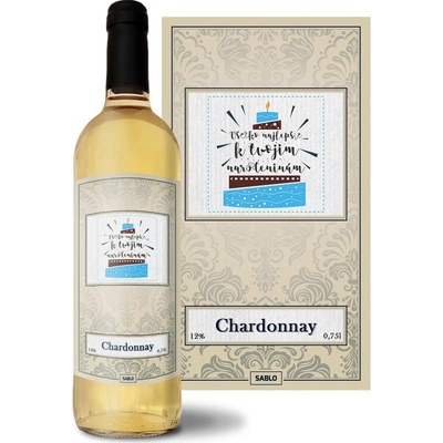 Sablio Všetko najlepšie k tvojim narodeninám Chardonnay biele suché víno 12 % 0,75 l (čistá fľaša)