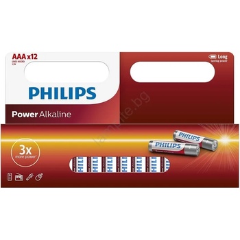 Philips LR03P12W/10 - 12 бр. Алкална батерия AAA POWER ALKALINE 1, 5V 1150mAh (P2206)