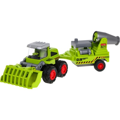 Joko Kovový Traktor, Poľnohospodársky Nakladač + Náves s postrekovačom do sadov 28cm