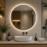 ModernHOME Кръгло led огледало за баня 80 см, с 3 цвята светлина, тъч ключ (tf4915)