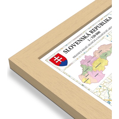 Excart Maps Slovensko - nástěnná mapa PSČ 135 x 90 cm Varianta: mapa v dřevěném rámu, Provedení: Pegi přírodní