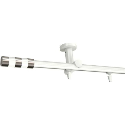KovovégarnýžeCZ Stropní garnýž Imperial broadway 19 mm bílá lesklá Jednořadá jezdec s háčkem 160 cm