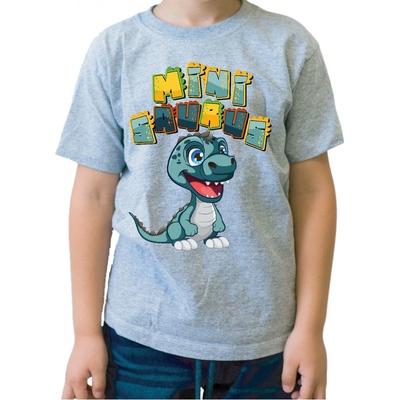 Fajntričko Kids detské tričko Minisaurus sivá