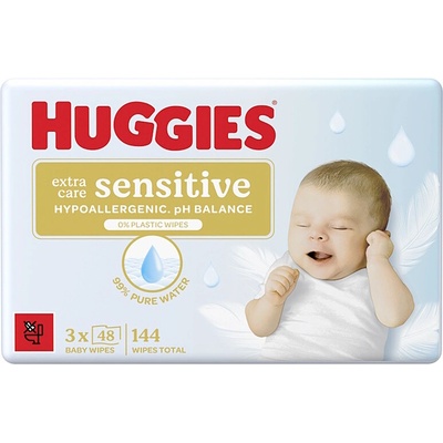 HUGGIES Extra care sensitive triplo vlhčené ubrousky 144 ks