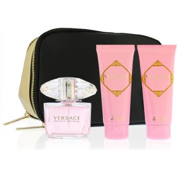 Versace Bright Crystal подаръчен комплект Woman Eau de Toilette 90 ml + мляко за тяло 100 ml + душ гел 100 ml + козметична чанта