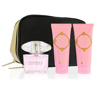 Versace Bright Crystal подаръчен комплект Woman Eau de Toilette 90 ml + мляко за тяло 100 ml + душ гел 100 ml + козметична чанта