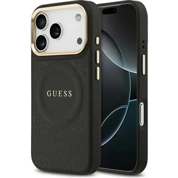 GUESS Калъф Guess Peony Hot Stamp MagSafe за iPhone 17 Pro - черен (3666339519698)