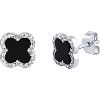 Silvego Strieborné náušnice štvorlístok Jonet s Brilliance Zirconia MW02866E