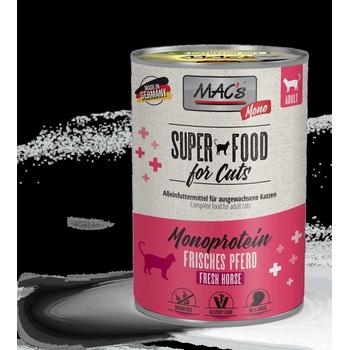 MAC's Monoprotein Cat - Премиум консервирана храна за израснали капризни и чувствителни котки, без зърно, с конско месо, 200 гр