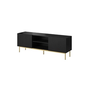 Cama meble PAFOS RTV шкаф върху златиста стоманена рамка 150x40x60 см черен мат (PAFOS TV15+S CZ)
