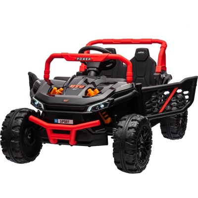 UTV Small 12V Детски Акумулаторен Джип, Черен, Широка Седалка, Задно Задвижване, 2.4 GHz Дистанционно, MP3 Плейър с USB/SD и LED Светлини (589625689)