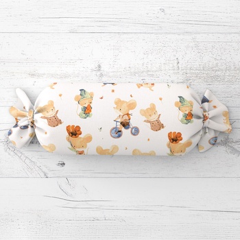 Biante vankúš valec bonbon Sandra SA-611 Hravé myšky na bielom 15x80