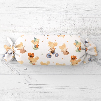 Biante vankúš valec bonbon Sandra SA-611 Hravé myšky na bielom 15x40