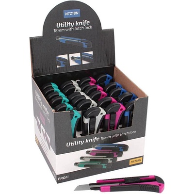 Sada ulamovacích nožov 18 mm v predajnom boxe, 24 ks, s tlačidlom, 4 farby, XL-TOOLS