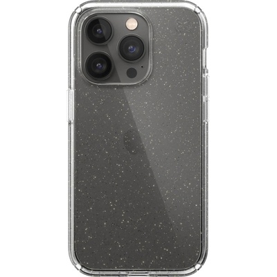 Speck Калъф за Apple iPhone 14 Pro, Speck Presidio Perfect Clear Glitter Clear/Gold Glitter, антимикробно покритие, прозрачен (150149-9221)