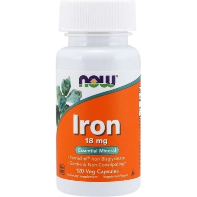Now Iron Bisglycinate Železo chelát 18 mg 120 rostlinných kapsúl