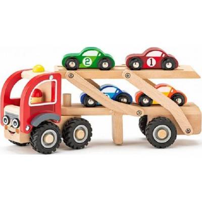 Woody Детска играчка Woody - Автовоз със състезателни коли (90790)