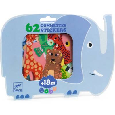 Djeco Prvé odnímateľné samolepky Safari zvieratká