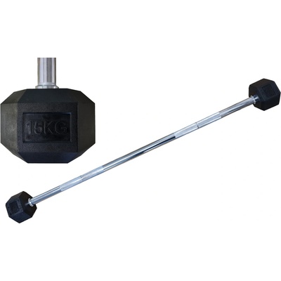 Kubisport CBOR15HEX Dvojramenná šesťhranná činka HEX 1 x 15 kg rovná pogumovaná