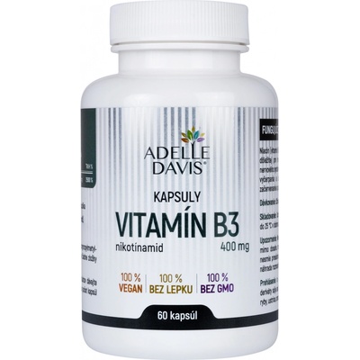 Adelle Davis Vitamín B3 Nikotínamid 400mg 60 kapsúl