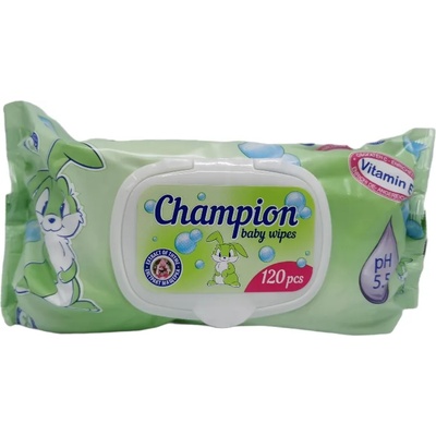 Champion бебешки мокри кърпи, Зелени, 120броя