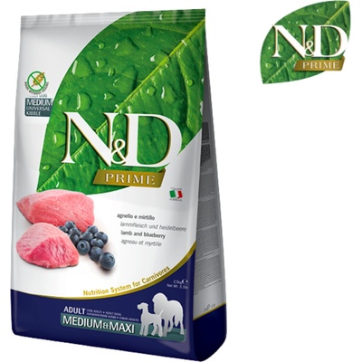 N&D Prime Dog Adult Medium & Maxi Grain Free Lamb & Blueberry 12 kg