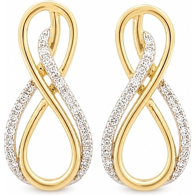 Šperky Eshop - Briliantové náušnice 14K s dvojitým nekonečnem z kombinovaného zlata S6BT600.40
