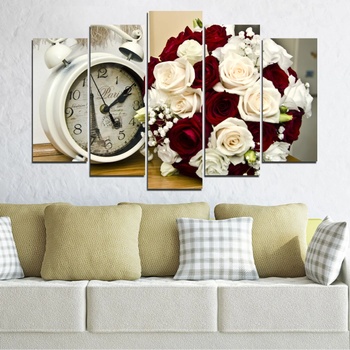 Vivid Home Декоративни панели Vivid Home от 5 части, Цветя, PVC, 160x100 см, Стандартна форма №0577