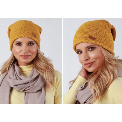 Fashionweek elegantní dámská teplá čepice beanie ZIZI-J4 hořčičný